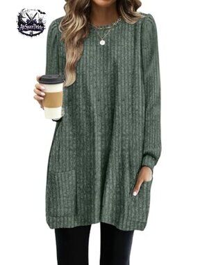 Womens Long Sleeve Tunic Sweater Pullover Loose Fit with Pockets